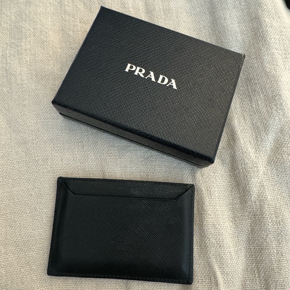 Prada Saffiano Leather Card Holder in Black w Box - Picture 3 of 4